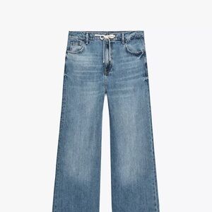 Zara Denim Blue Wide-Leg Jeans